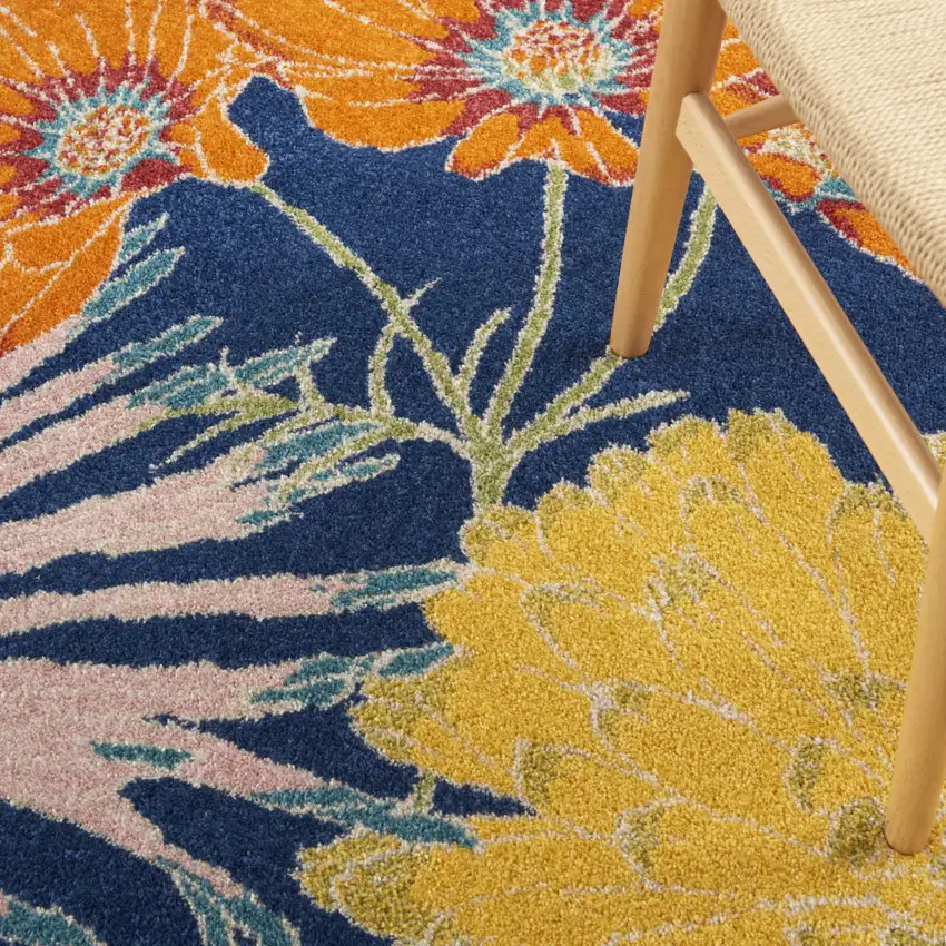 Blue Floral Power Loom Area Rug Photo 8