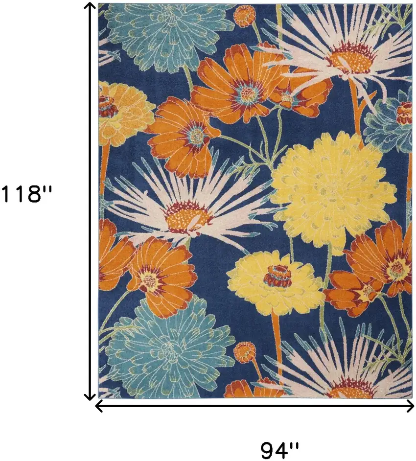 Blue Floral Power Loom Area Rug Photo 3