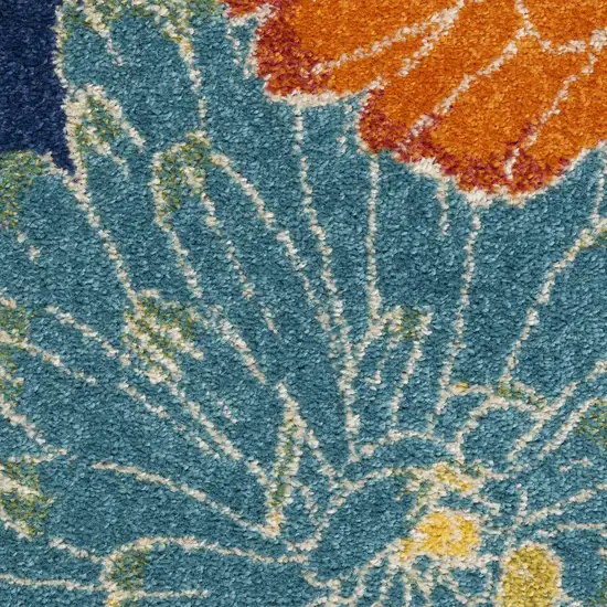 Blue Floral Power Loom Area Rug Photo 5