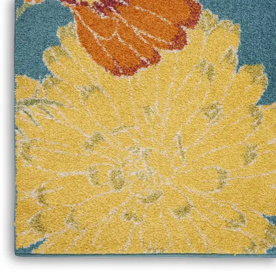 Blue Floral Power Loom Area Rug Photo 7