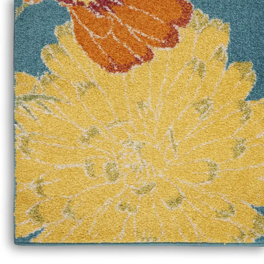 Blue Floral Power Loom Area Rug Photo 7