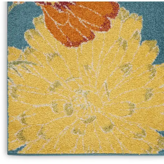 Blue Floral Power Loom Area Rug Photo 8