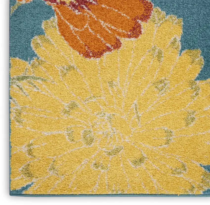 Blue Floral Power Loom Area Rug Photo 8