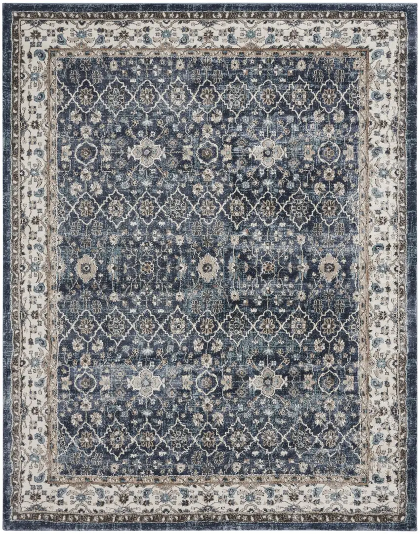 Blue Floral Power Loom Area Rug Photo 4