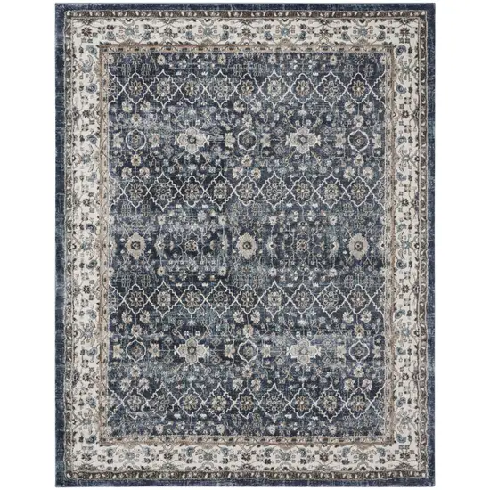 Blue Floral Power Loom Area Rug Photo 2