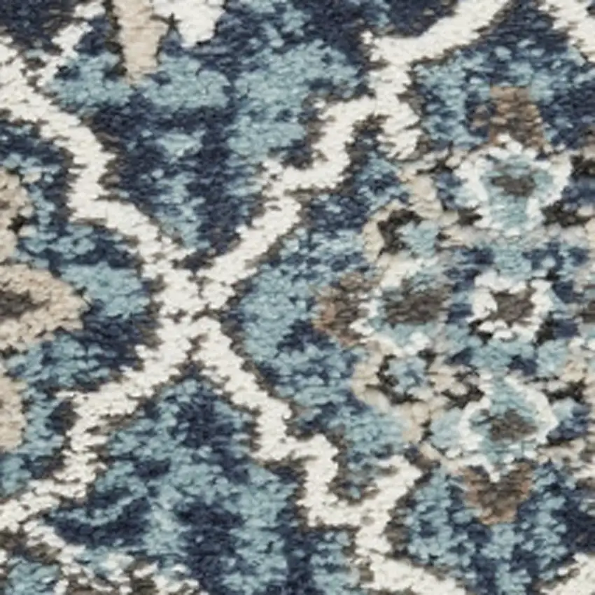 Blue Floral Power Loom Area Rug Photo 3