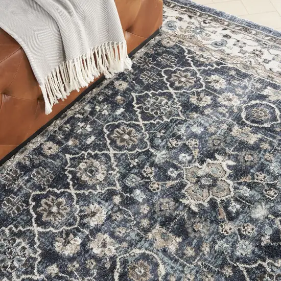 Blue Floral Power Loom Area Rug Photo 7