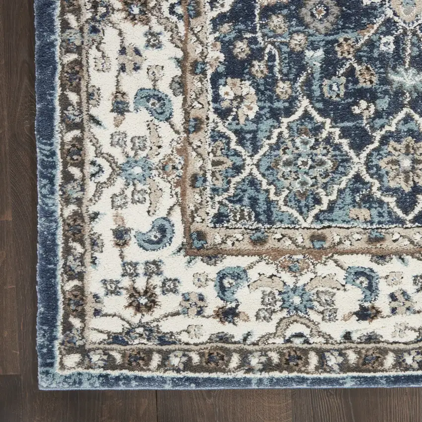 Blue Floral Power Loom Area Rug Photo 9