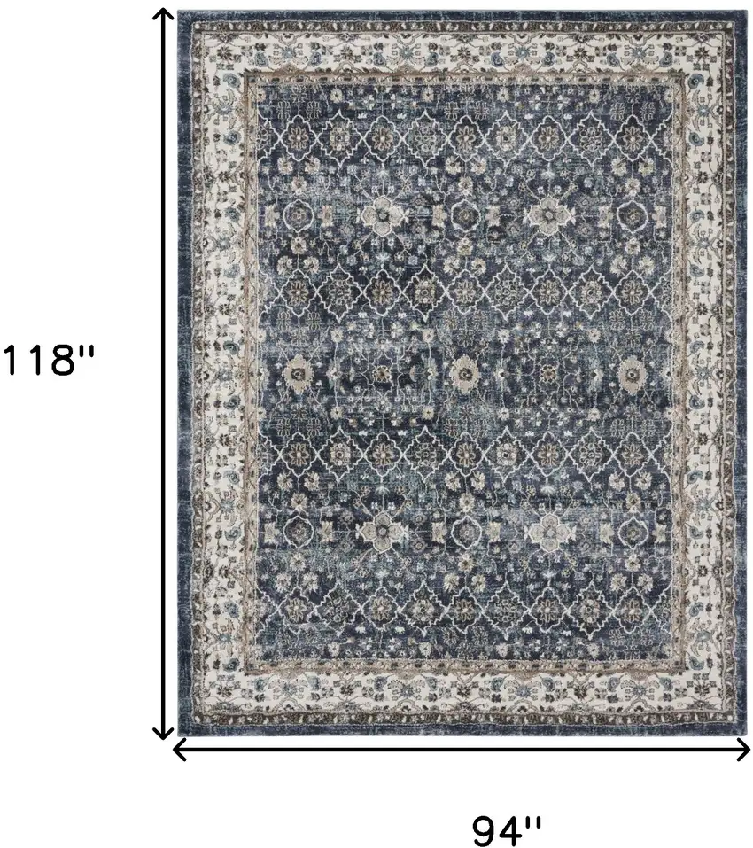 Blue Floral Power Loom Area Rug Photo 3