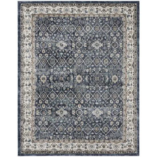 Blue Floral Power Loom Area Rug Photo 1