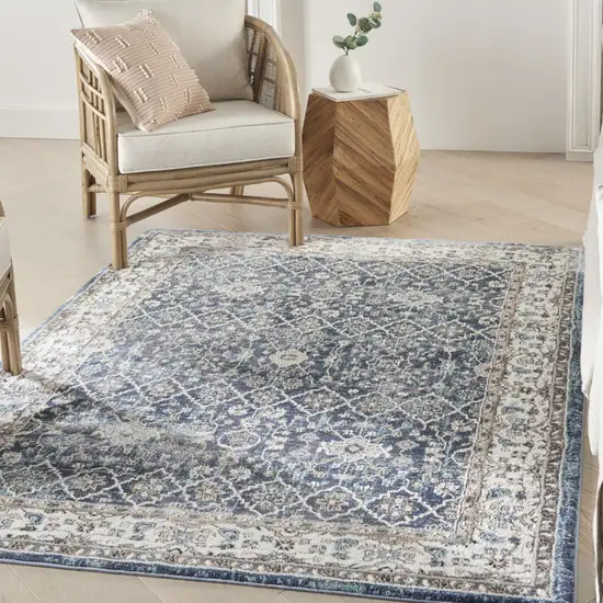 Blue Floral Power Loom Area Rug Photo 6