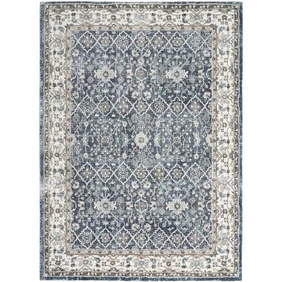 Blue Floral Power Loom Area Rug Photo 1