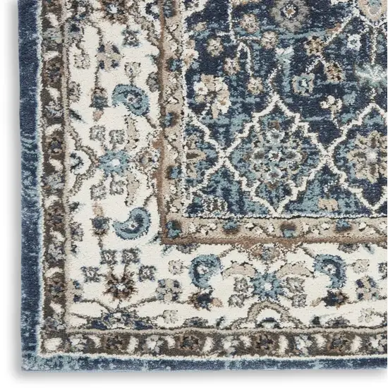 Blue Floral Power Loom Area Rug Photo 4