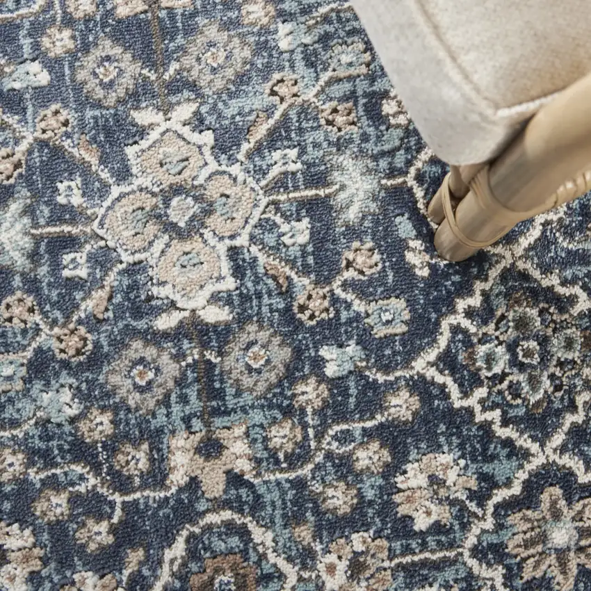 Blue Floral Power Loom Area Rug Photo 8