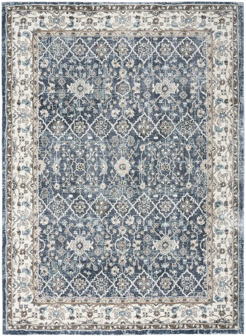 Blue Floral Power Loom Area Rug Photo 4
