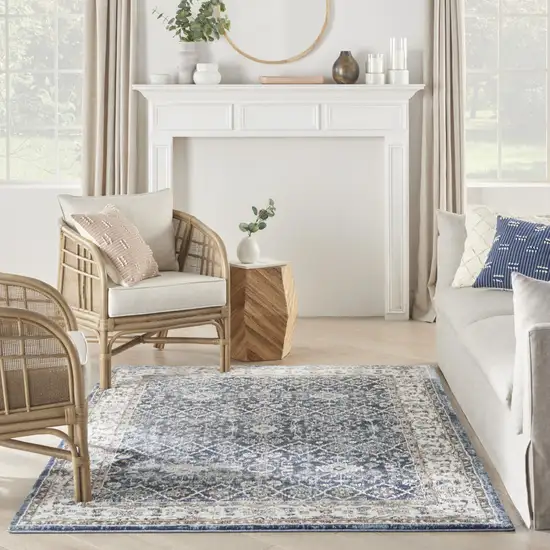 Blue Floral Power Loom Area Rug Photo 7