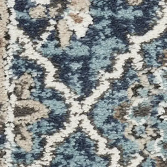 Blue Floral Power Loom Area Rug Photo 3