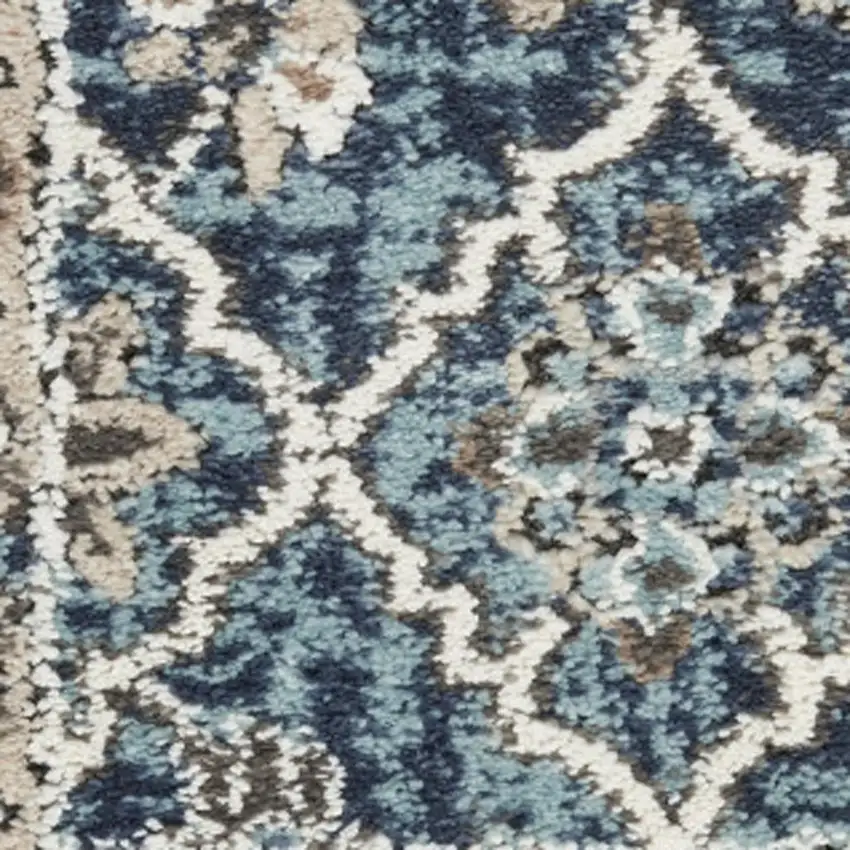 Blue Floral Power Loom Area Rug Photo 5