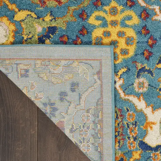 Blue Floral Power Loom Area Rug Photo 9