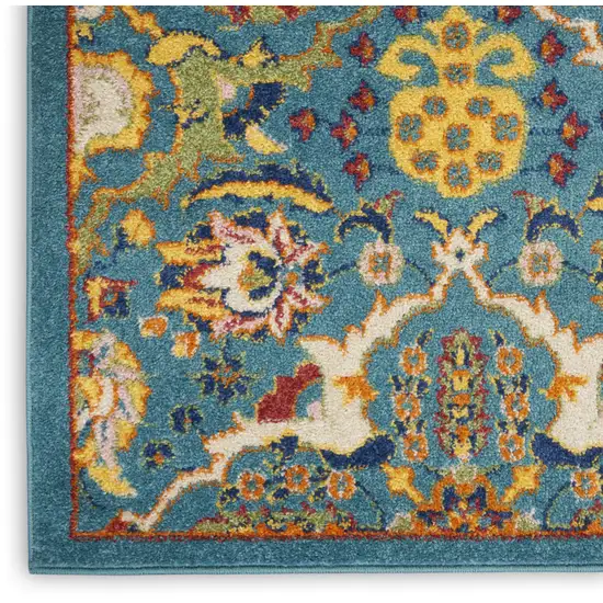 Blue Floral Power Loom Area Rug Photo 7