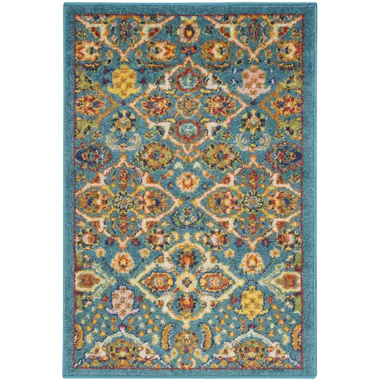 Blue Floral Power Loom Area Rug Photo 8