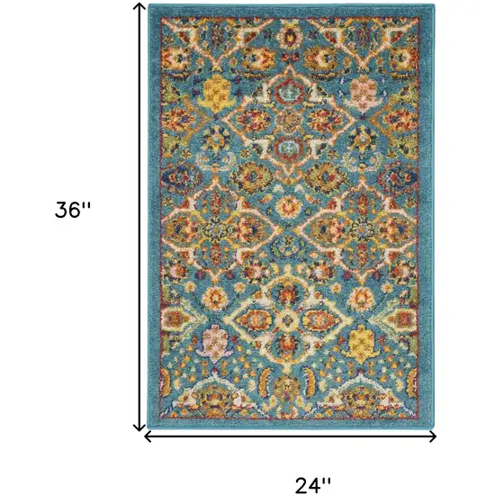 Blue Floral Power Loom Area Rug Photo 3