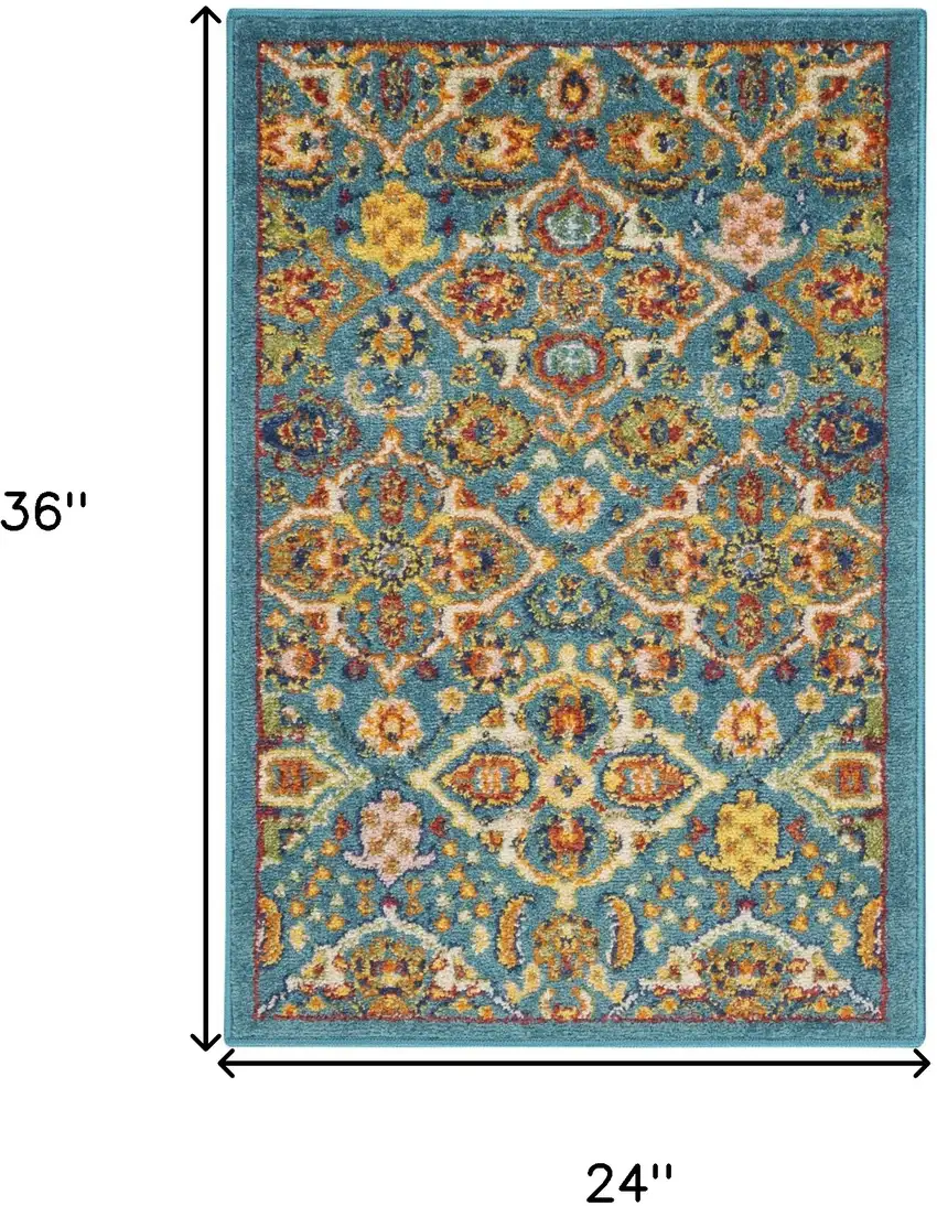 Blue Floral Power Loom Area Rug Photo 3