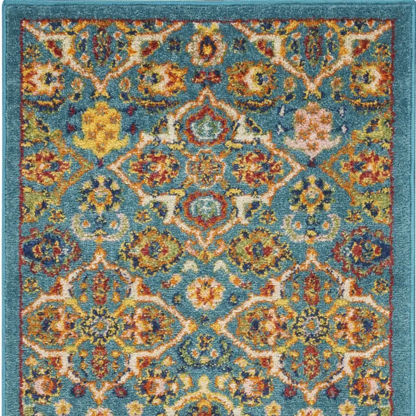 Blue Floral Power Loom Area Rug Photo 4