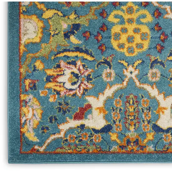Blue Floral Power Loom Area Rug Photo 9