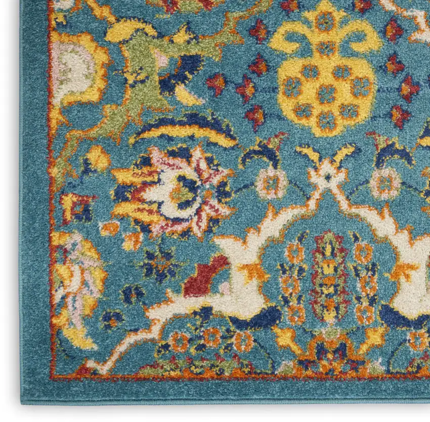 Blue Floral Power Loom Area Rug Photo 9