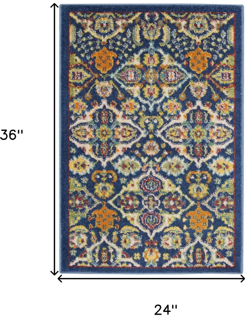 Blue Floral Power Loom Area Rug Photo 3