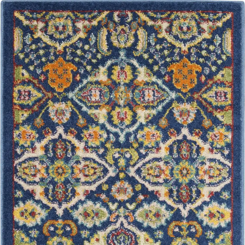 Blue Floral Power Loom Area Rug Photo 5