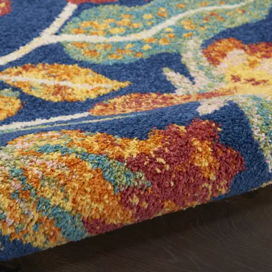 Blue Floral Power Loom Area Rug Photo 6
