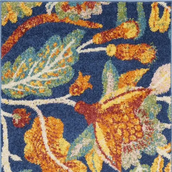 Blue Floral Power Loom Area Rug Photo 4