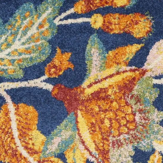 Blue Floral Power Loom Area Rug Photo 3