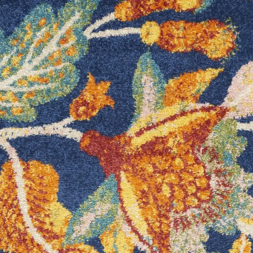 Blue Floral Power Loom Area Rug Photo 3