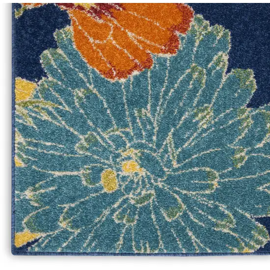 Blue Floral Power Loom Area Rug Photo 8