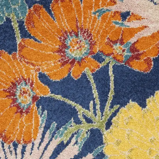 Blue Floral Power Loom Area Rug Photo 9