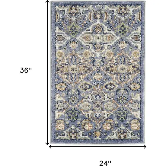 Blue Floral Power Loom Area Rug Photo 3