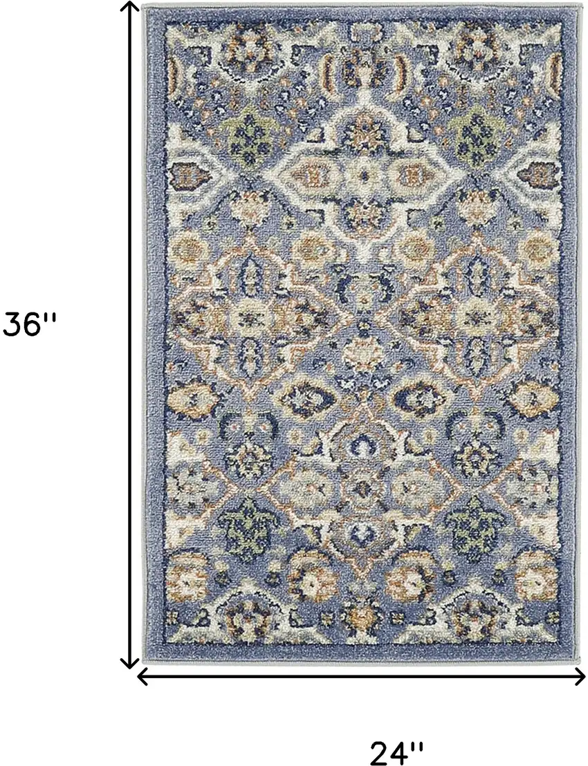 Blue Floral Power Loom Area Rug Photo 3