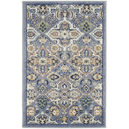 Blue Floral Power Loom Area Rug Photo 1