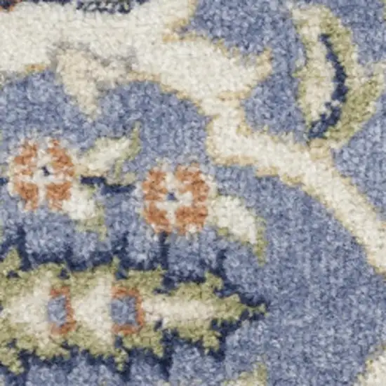 Blue Floral Power Loom Area Rug Photo 2