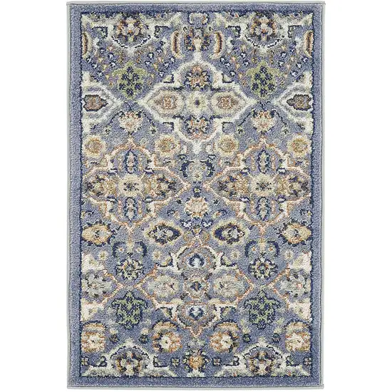 Blue Floral Power Loom Area Rug Photo 2