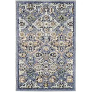 Photo of Blue Floral Power Loom Area Rug