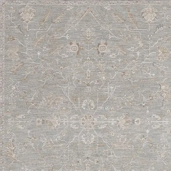 Blue Floral Power Loom Distressed Area Rug With Fringe Photo 4