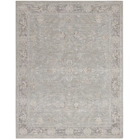 Blue Floral Power Loom Distressed Area Rug With Fringe Photo 2
