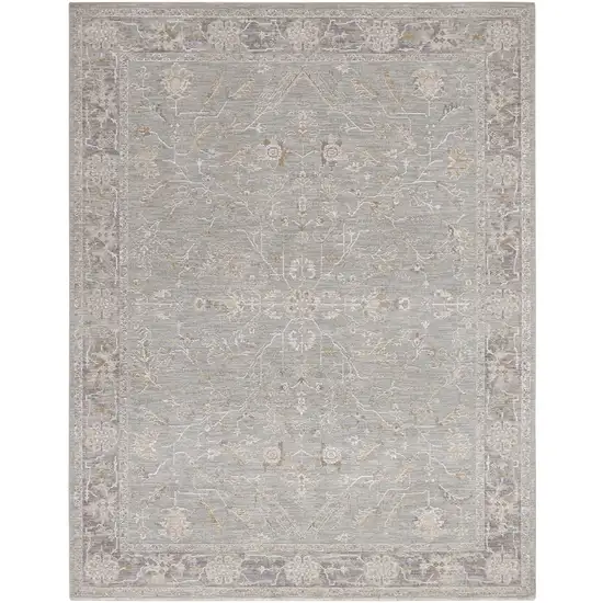 Blue Floral Power Loom Distressed Area Rug With Fringe Photo 1