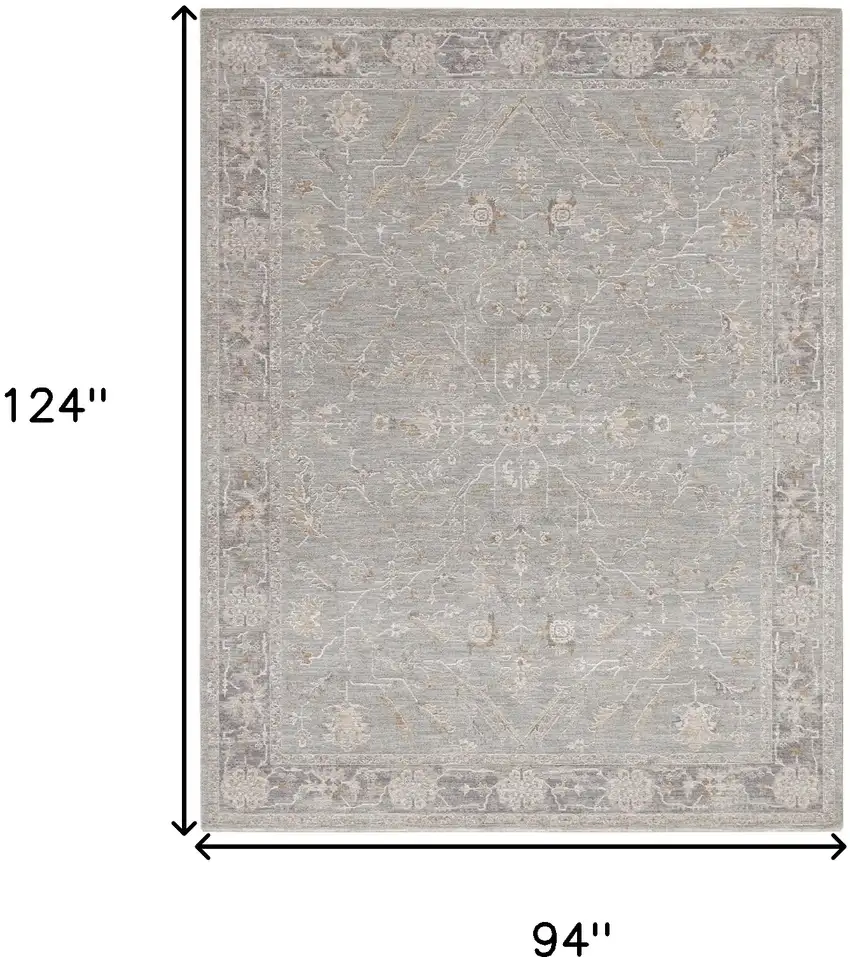 Blue Floral Power Loom Distressed Area Rug With Fringe Photo 3