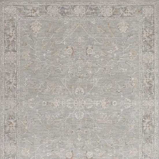 Blue Floral Power Loom Distressed Area Rug With Fringe Photo 7
