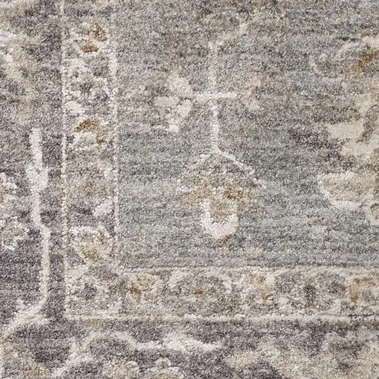 Blue Floral Power Loom Distressed Area Rug With Fringe Photo 8